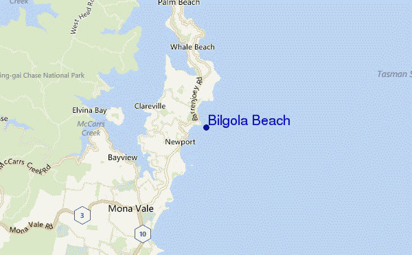 locatiekaart van Bilgola Beach