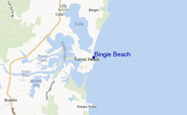 locatiekaart van Bingie Beach