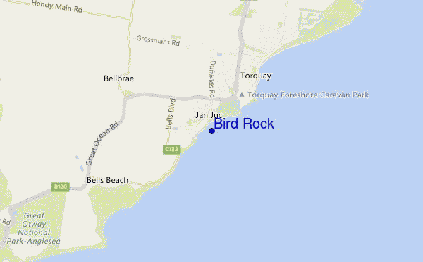 locatiekaart van Bird Rock