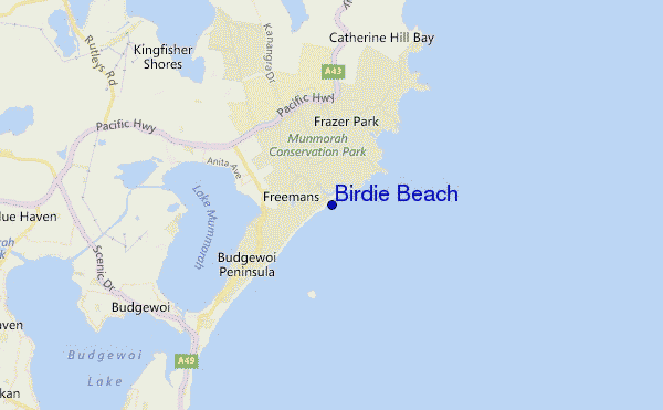 locatiekaart van Birdie Beach