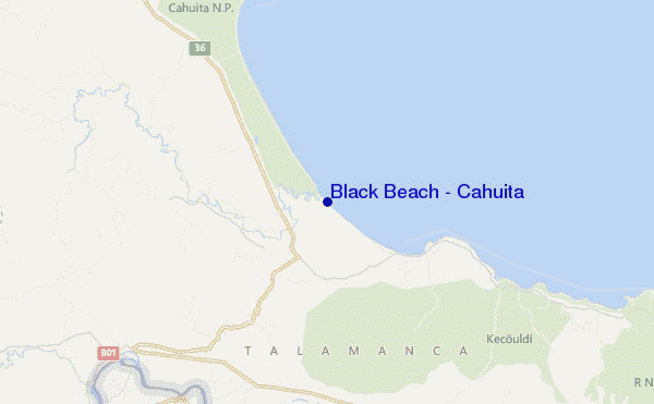 locatiekaart van Black Beach / Cahuita