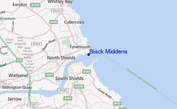 locatiekaart van Black Middens