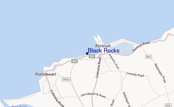 locatiekaart van Black Rocks