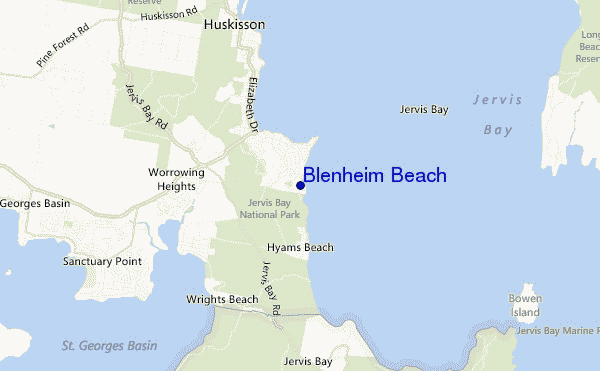 locatiekaart van Blenheim Beach