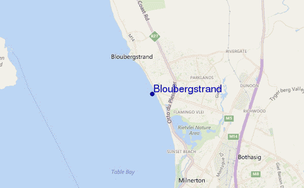 locatiekaart van Bloubergstrand