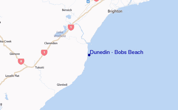 Dunedin - Bobs Beach Location Map