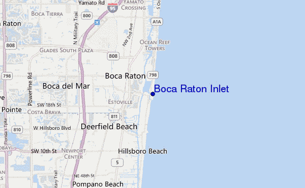 locatiekaart van Boca Raton Inlet