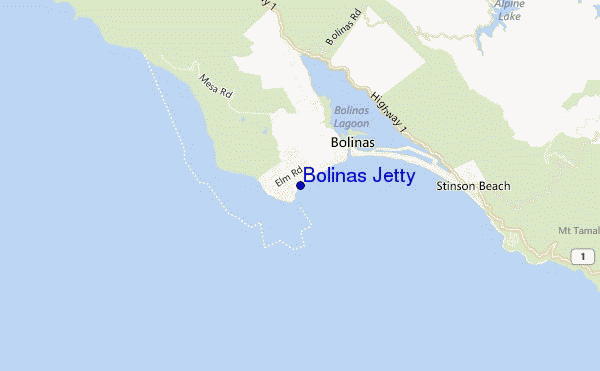 locatiekaart van Bolinas Jetty
