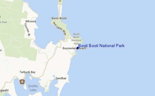 locatiekaart van Booti Booti National Park