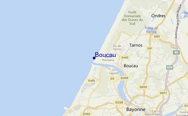 locatiekaart van Boucau