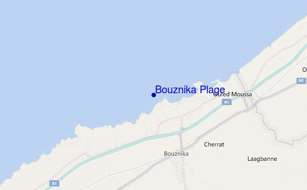 locatiekaart van Bouznika Plage