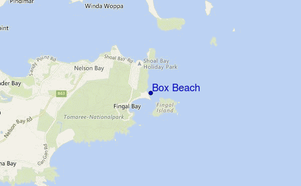 locatiekaart van Box Beach