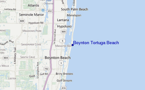 locatiekaart van Boynton Tortuga Beach