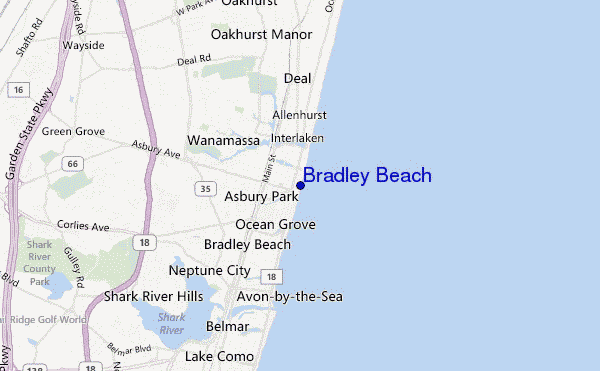 locatiekaart van Bradley Beach