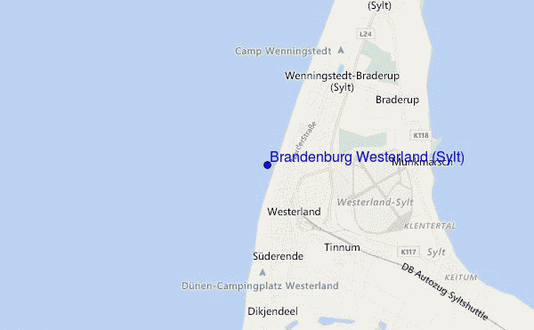 locatiekaart van Brandenburg Westerland (Sylt)