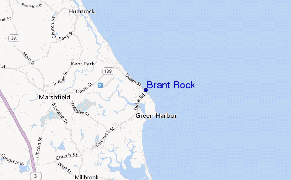 locatiekaart van Brant Rock
