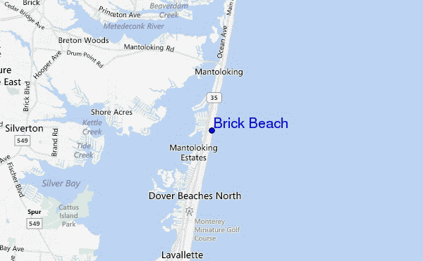 locatiekaart van Brick Beach