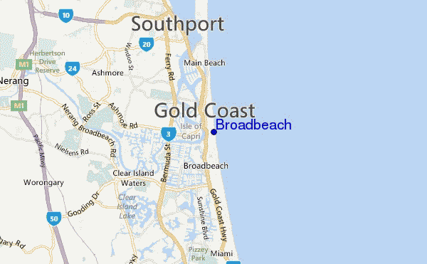 locatiekaart van Broadbeach