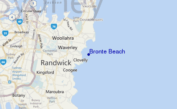 locatiekaart van Bronte Beach