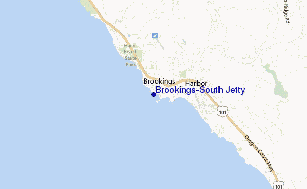 locatiekaart van Brookings/South Jetty