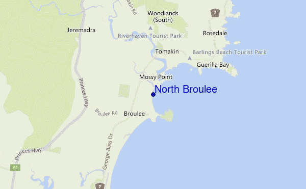 locatiekaart van North Broulee