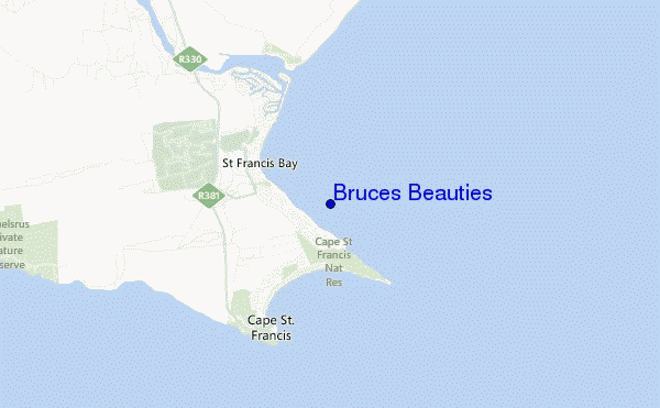 locatiekaart van Bruces Beauties