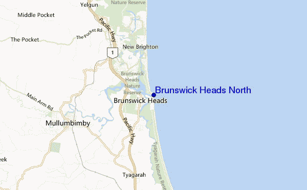 locatiekaart van Brunswick Heads North