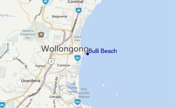 locatiekaart van Bulli Beach