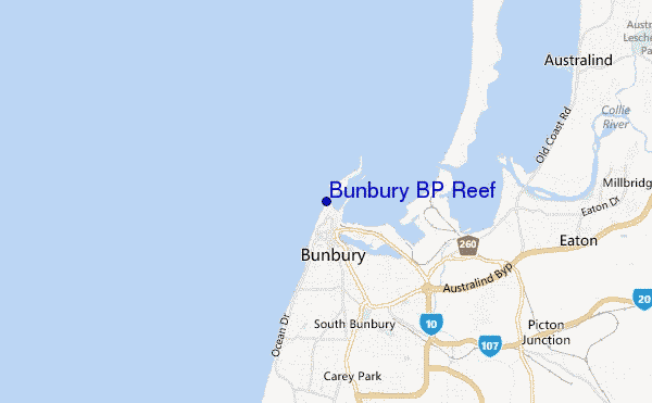 locatiekaart van Bunbury BP Reef