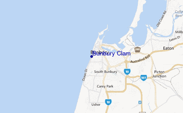 locatiekaart van Bunbury Clam