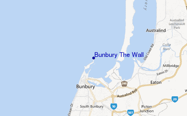 locatiekaart van Bunbury The Wall