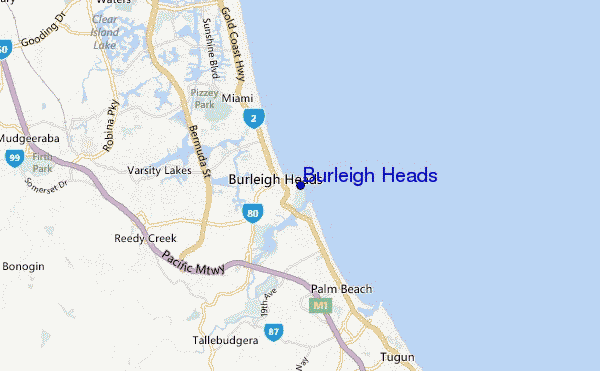 locatiekaart van Burleigh Heads