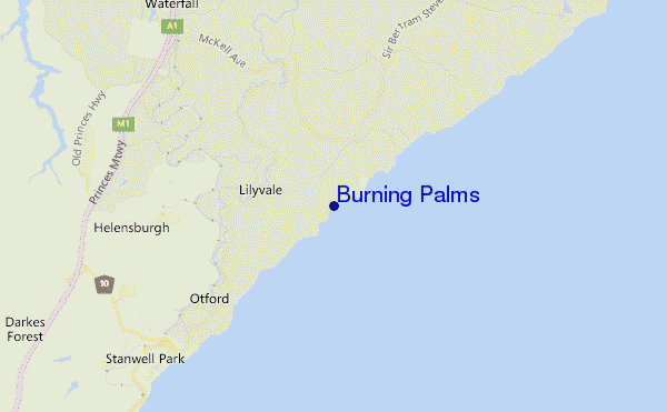 locatiekaart van Burning Palms
