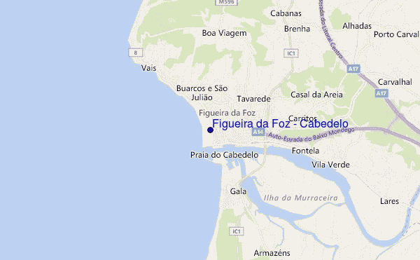 locatiekaart van Figueira da Foz - Cabedelo