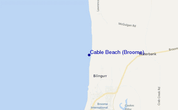 locatiekaart van Cable Beach (Broome)