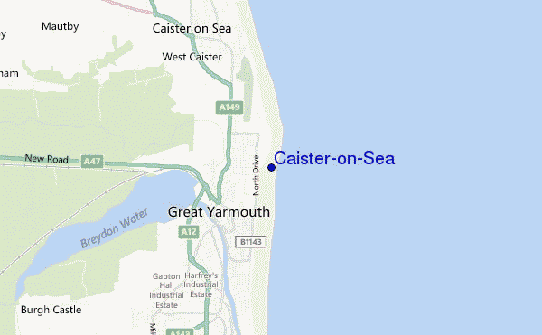 locatiekaart van Caister-on-Sea