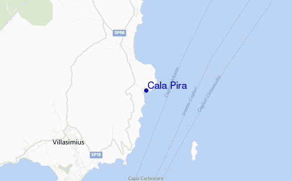 locatiekaart van Cala Pira