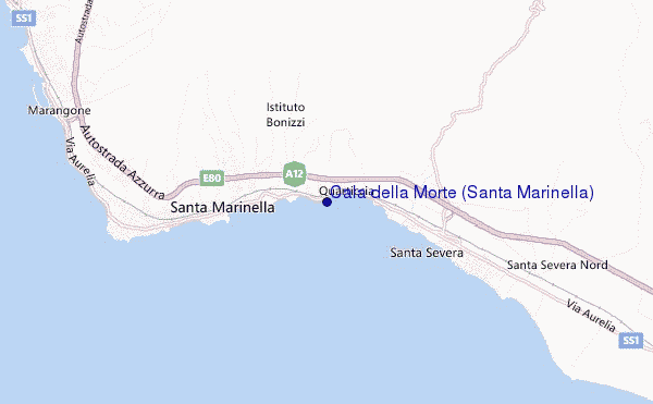 locatiekaart van Cala della Morte (Santa Marinella)