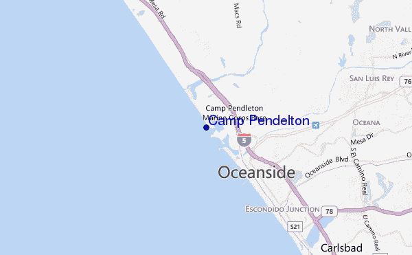 locatiekaart van Camp Pendelton
