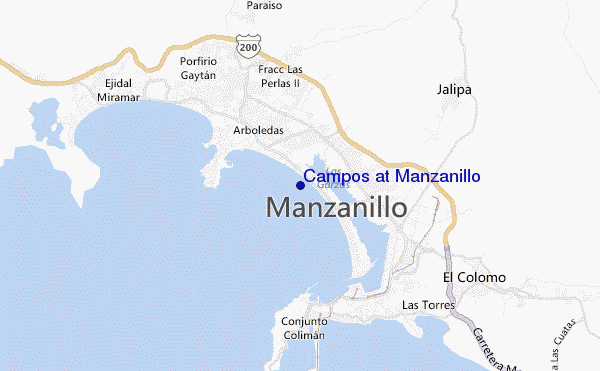 locatiekaart van Campos at Manzanillo