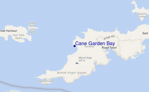 locatiekaart van Cane Garden Bay