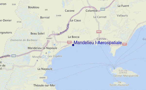 locatiekaart van Mandelieu l'Aerospatiale
