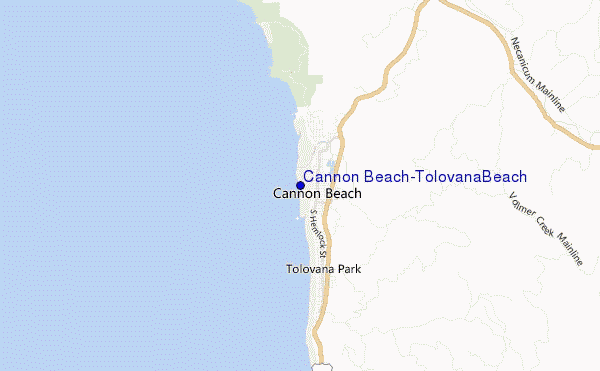 locatiekaart van Cannon Beach/Tolovana Beach