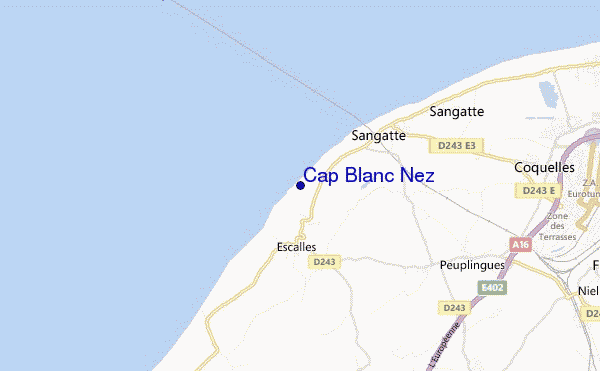 locatiekaart van Cap Blanc Nez