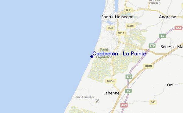 locatiekaart van Capbreton - La Pointe