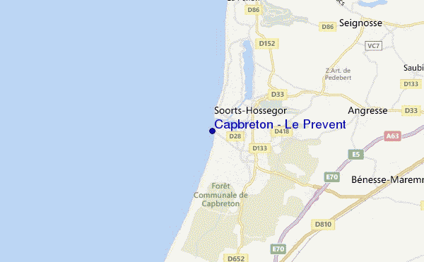 locatiekaart van Capbreton - Le Prevent