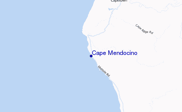 locatiekaart van Cape Mendocino