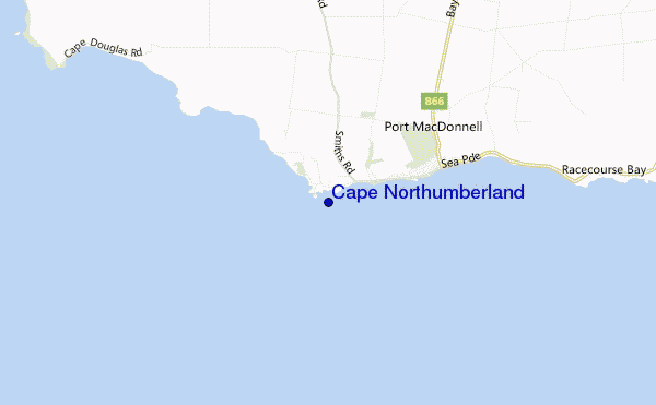 locatiekaart van Cape Northumberland