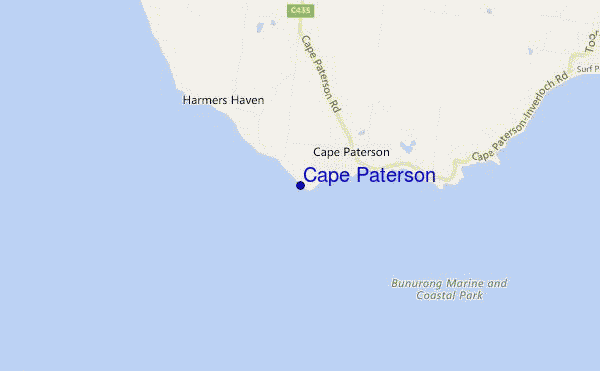locatiekaart van Cape Paterson