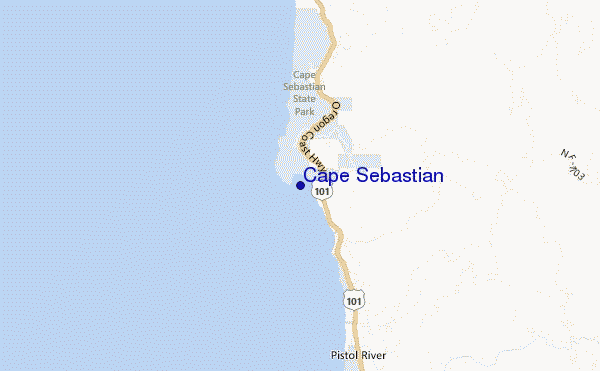 locatiekaart van Cape Sebastian